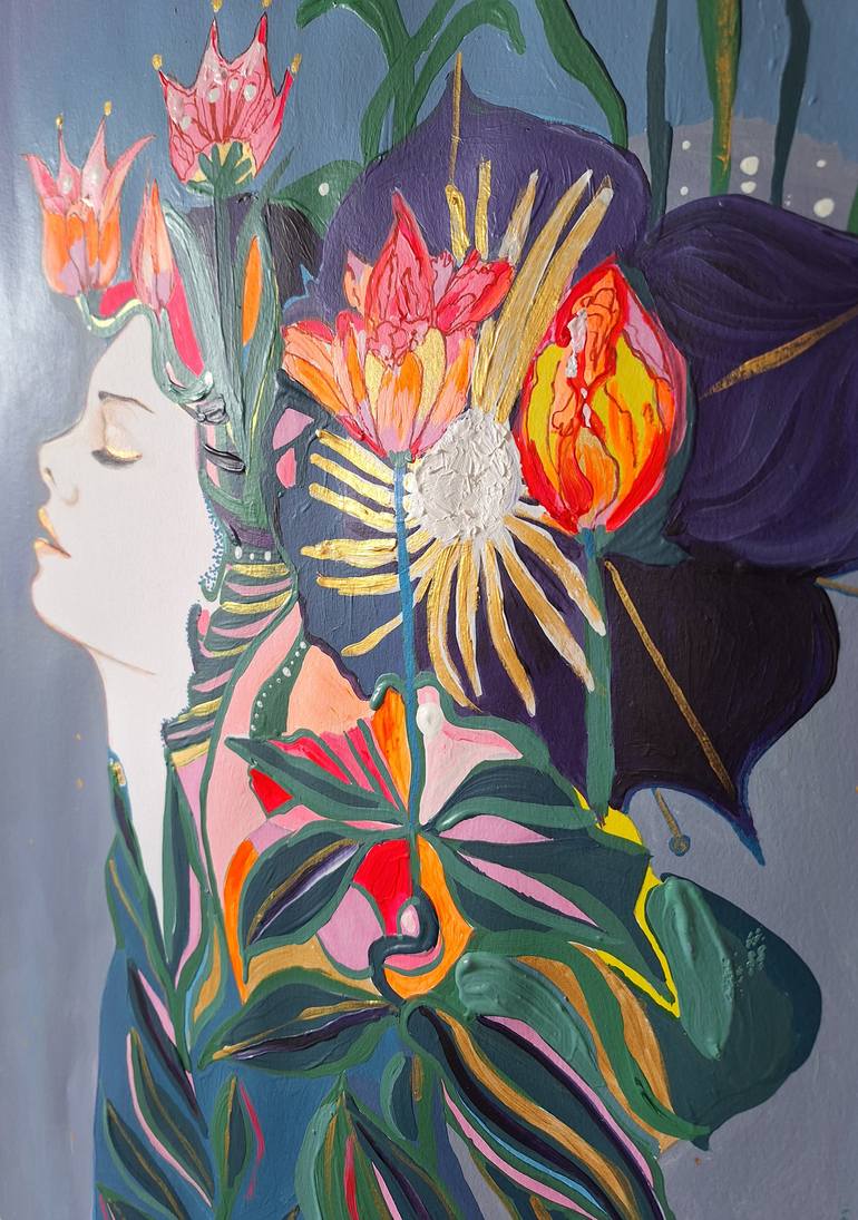 Original Art Deco People Painting by Izabella Hornung