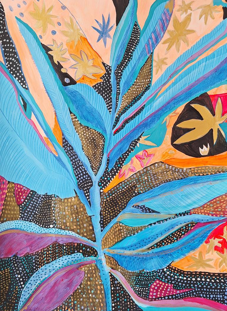 Original Abstract Botanic Painting by Izabella Hornung