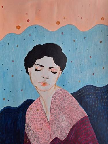 Original Art Deco People Painting by Izabella Hornung