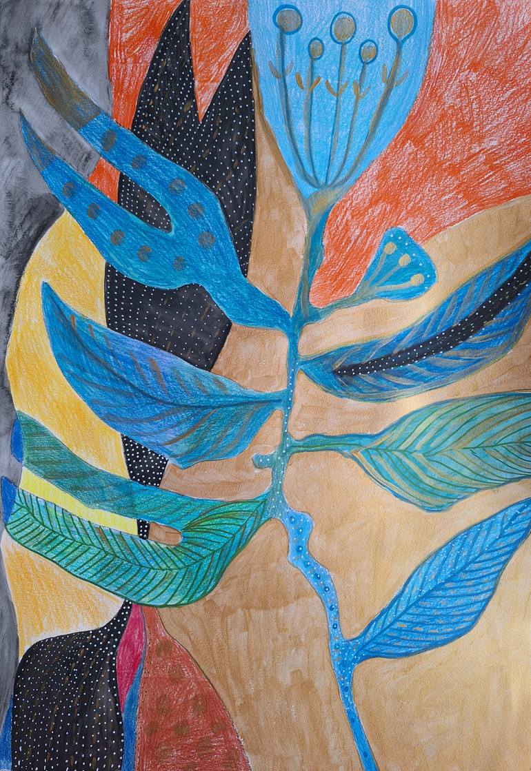 Original Abstract Botanic Painting by Izabella Hornung