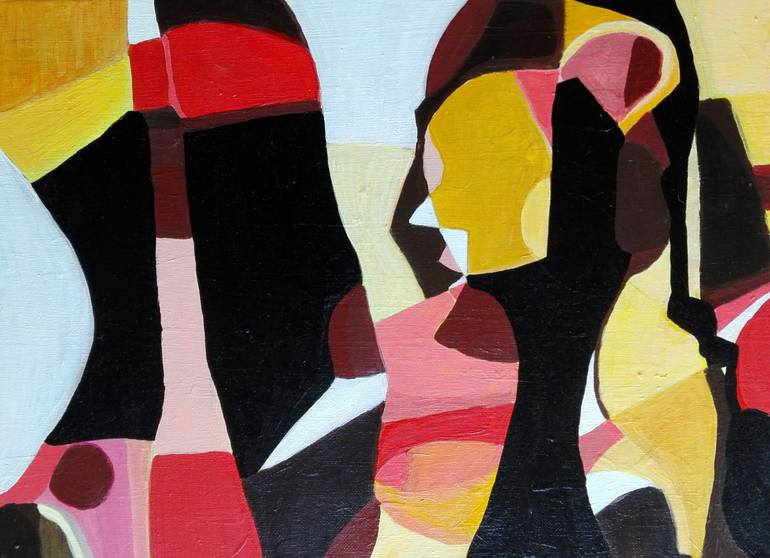 Original Abstract Expressionism People Painting by Izabella Hornung