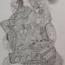 Pencil drawing on paper.The image based on a dream .Picturing surrealist elements.With very delicate ,fine details.
