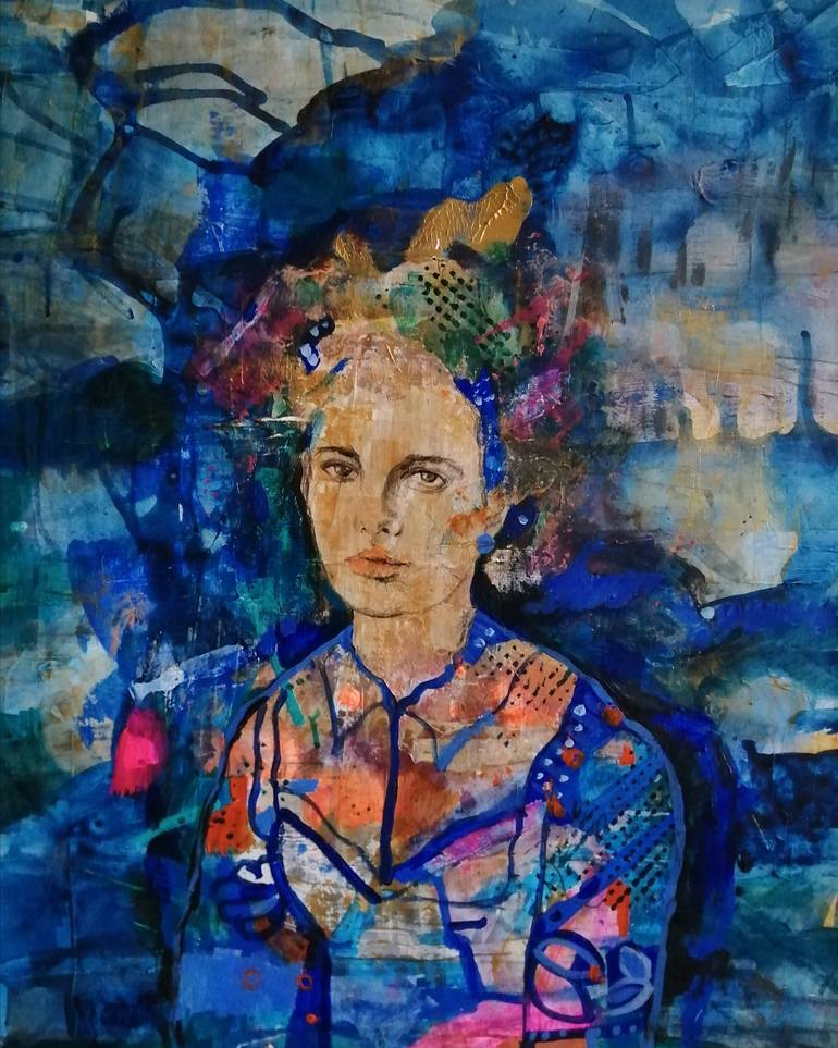 Original Expressionism People Painting by Izabella Hornung