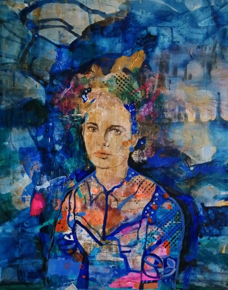 Original Expressionism People Painting by Izabella Hornung