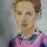 Acrylic painting on rigid 2mm thick wood panel. The painting is a part of my portrait series. Lots of beautiful layers of colours and vibrant style.