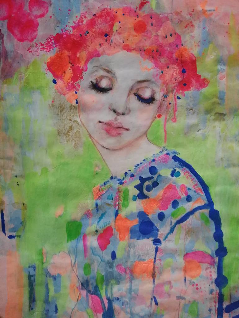 Original Expressionism People Painting by Izabella Hornung