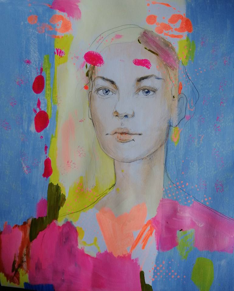 Original Expressionism People Painting by Izabella Hornung