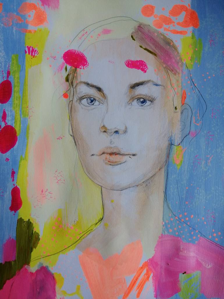 Original Expressionism People Painting by Izabella Hornung