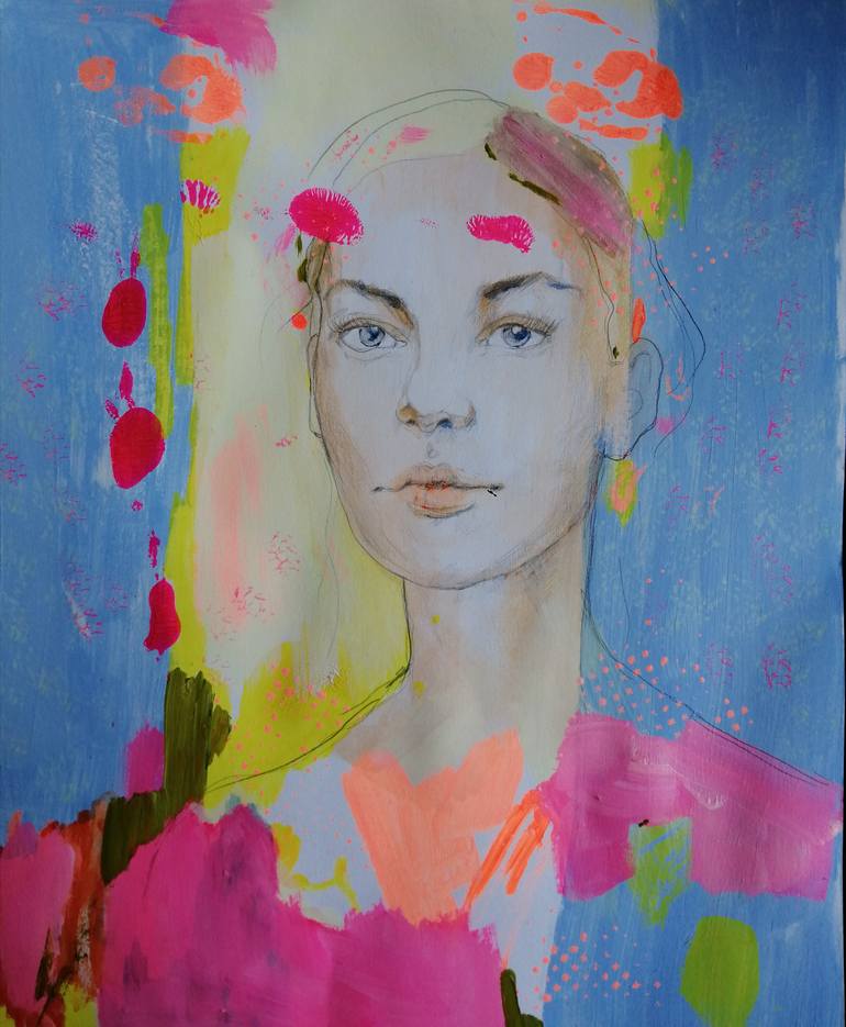 Original Expressionism People Painting by Izabella Hornung