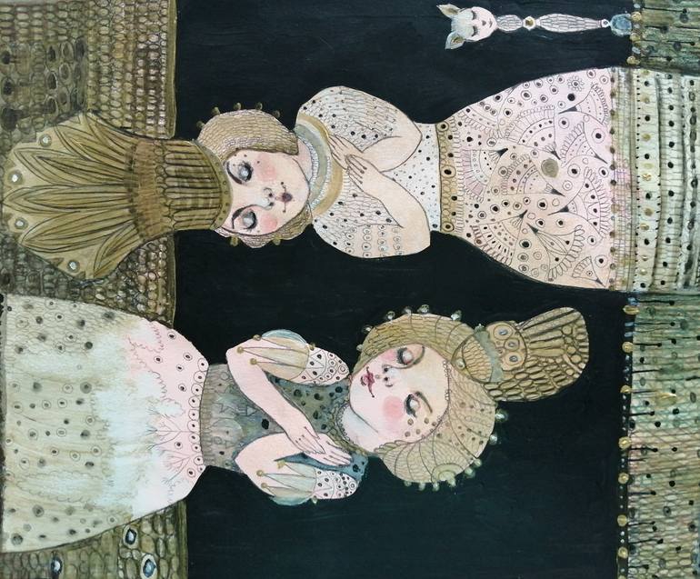 Original Art Deco People Painting by Izabella Hornung