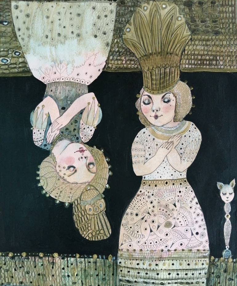 Original Art Deco People Painting by Izabella Hornung