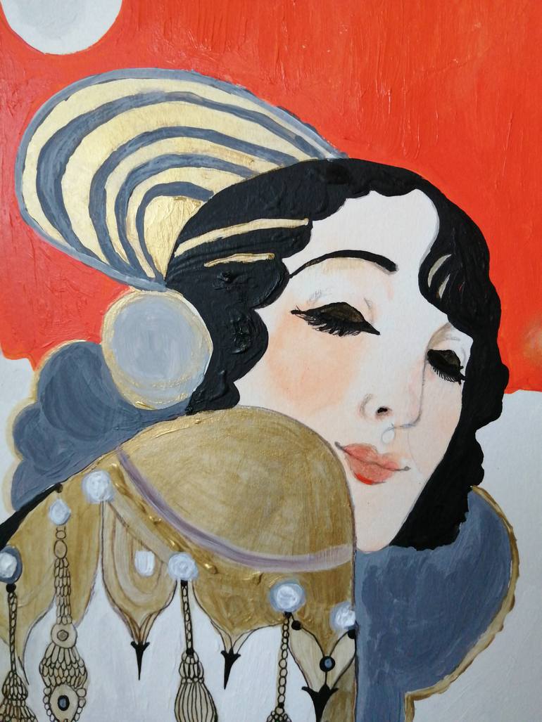 Original Art Deco People Painting by Izabella Hornung