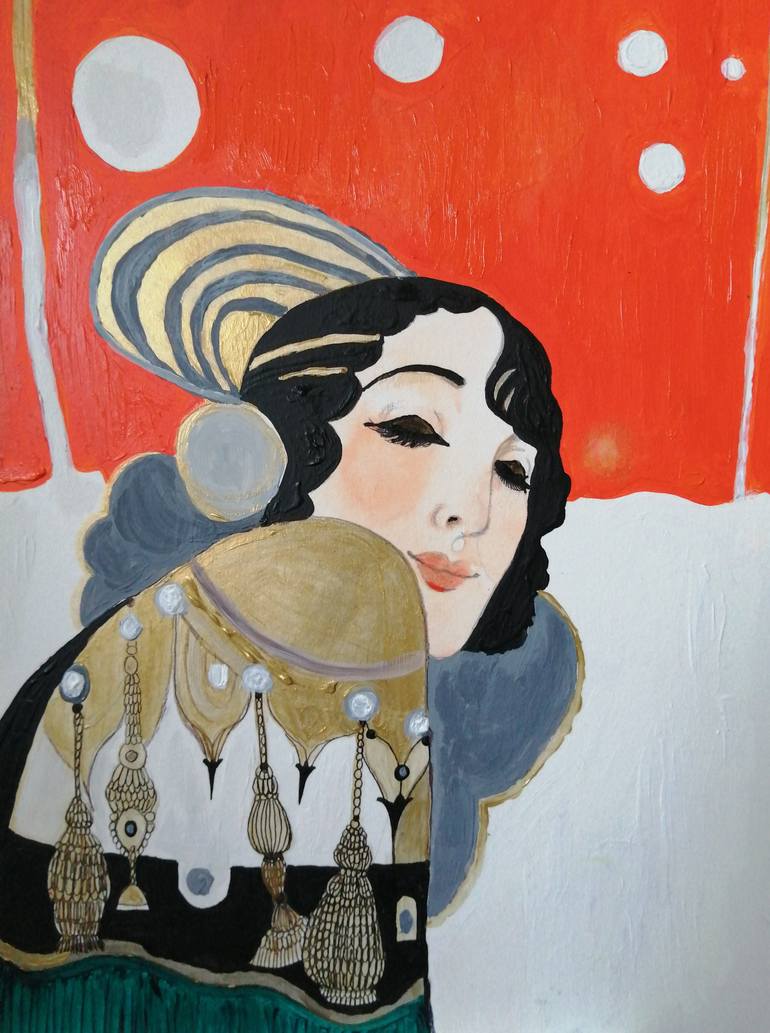 Original Art Deco People Painting by Izabella Hornung