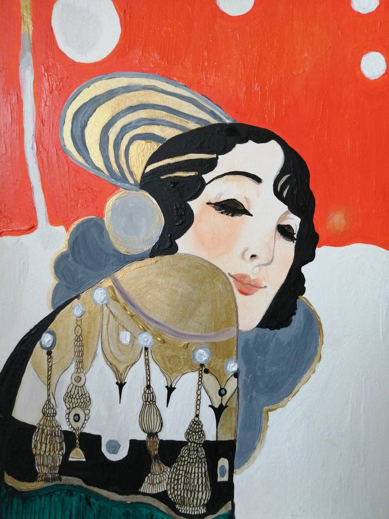 Original Art Deco People Painting by Izabella Hornung