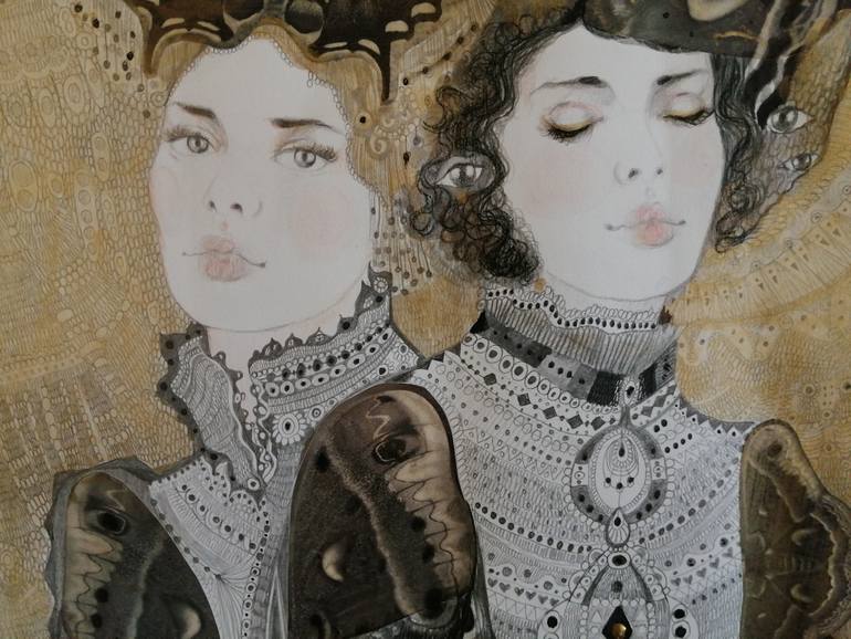 Original Art Deco People Drawing by Izabella Hornung