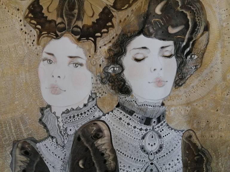 Original Art Deco People Drawing by Izabella Hornung