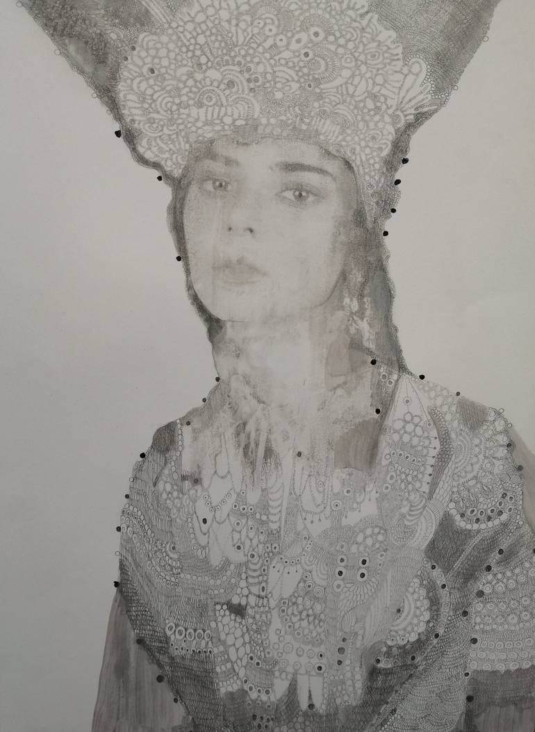 Original Portrait Drawing by Izabella Hornung