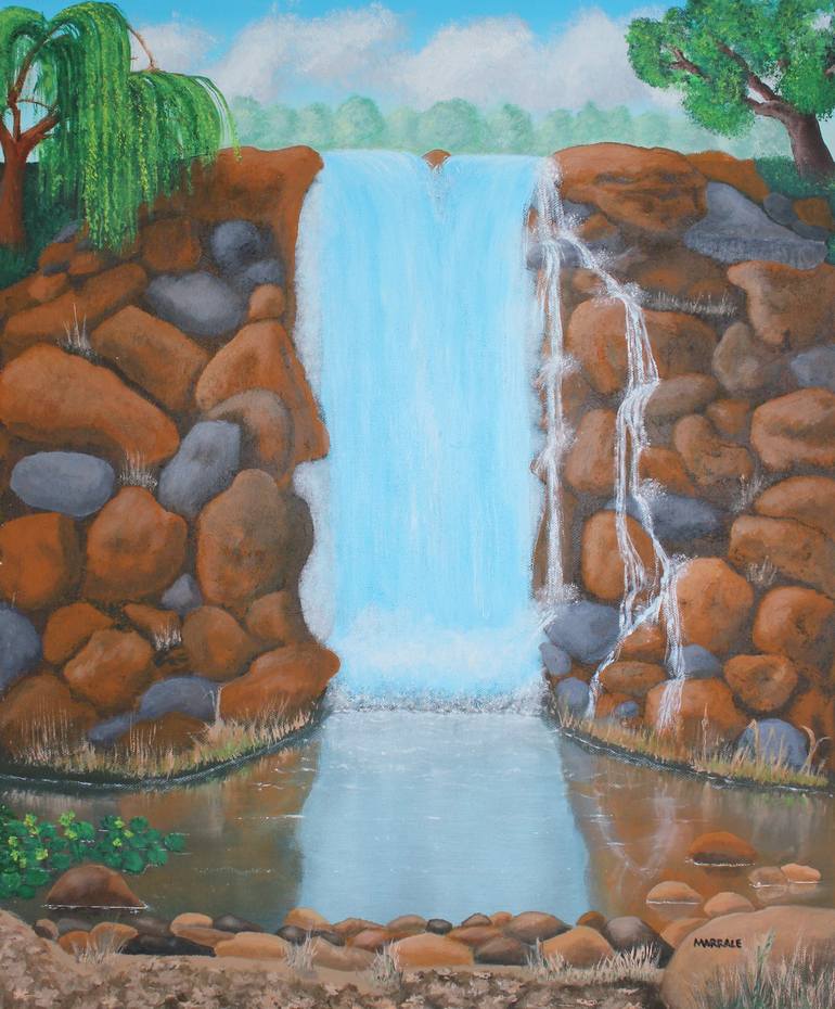 A Rock Waterfall Study Painting By William Marrale Saatchi Art   1331008 HSC00001 7 