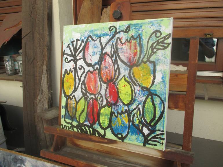 Original Expressionism Floral Painting by Sonja Zeltner