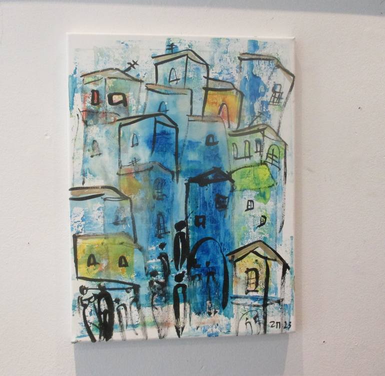 Original Abstract Expressionism Cities Painting by Sonja Zeltner