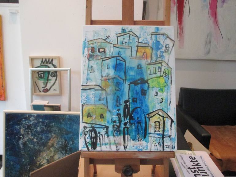 Original Abstract Expressionism Cities Painting by Sonja Zeltner