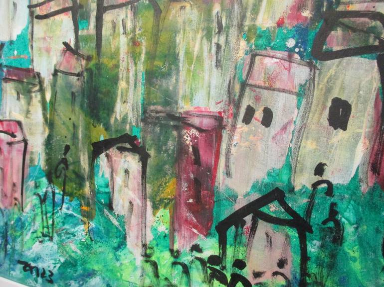 Original Abstract Expressionism Cities Painting by Sonja Zeltner