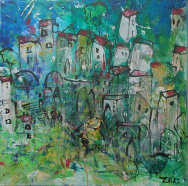 Original Abstract Expressionism Cities Paintings by Sonja Zeltner