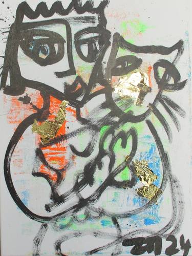 Original Abstract Expressionism Cats Paintings by Sonja Zeltner
