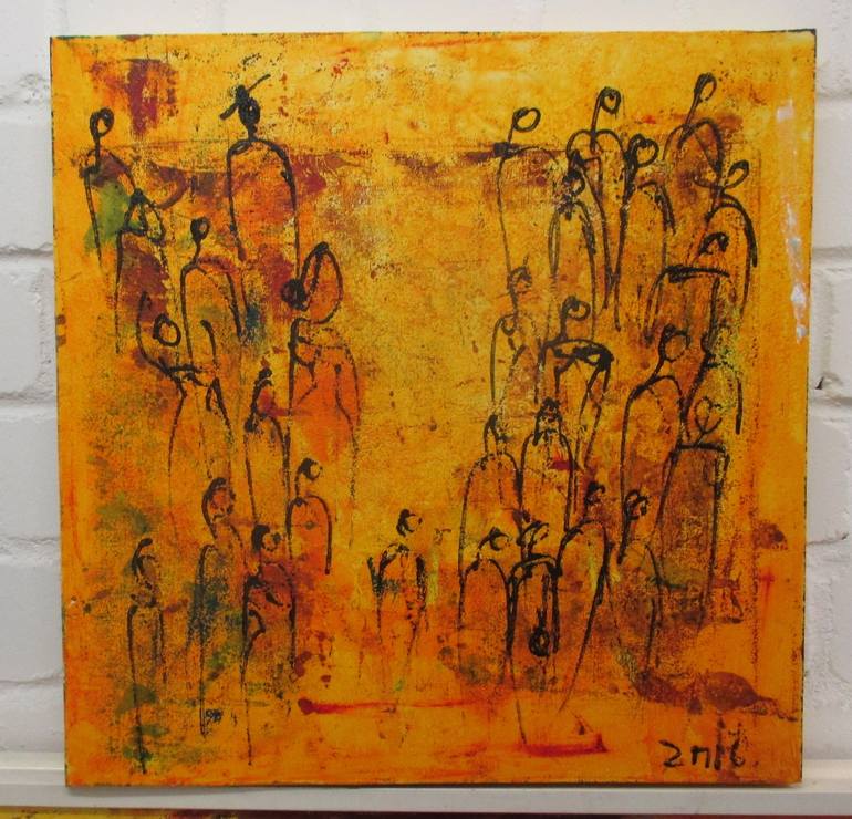 Original Abstract People Painting by Sonja Zeltner