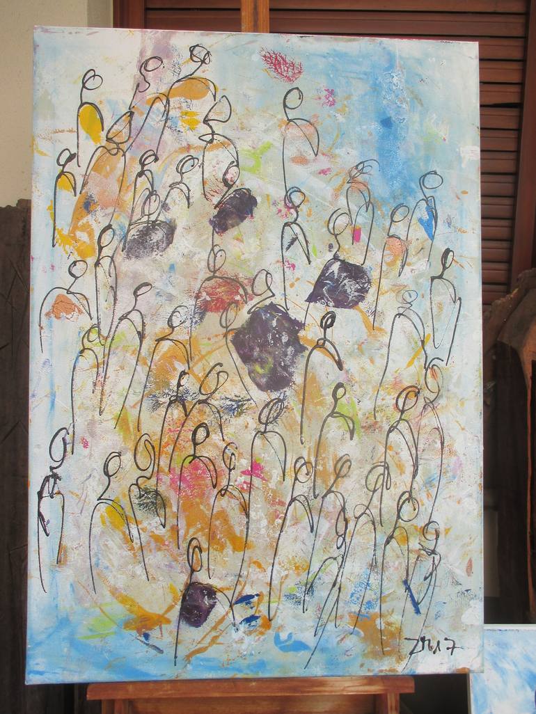 Original Abstract Expressionism People Painting by Sonja Zeltner