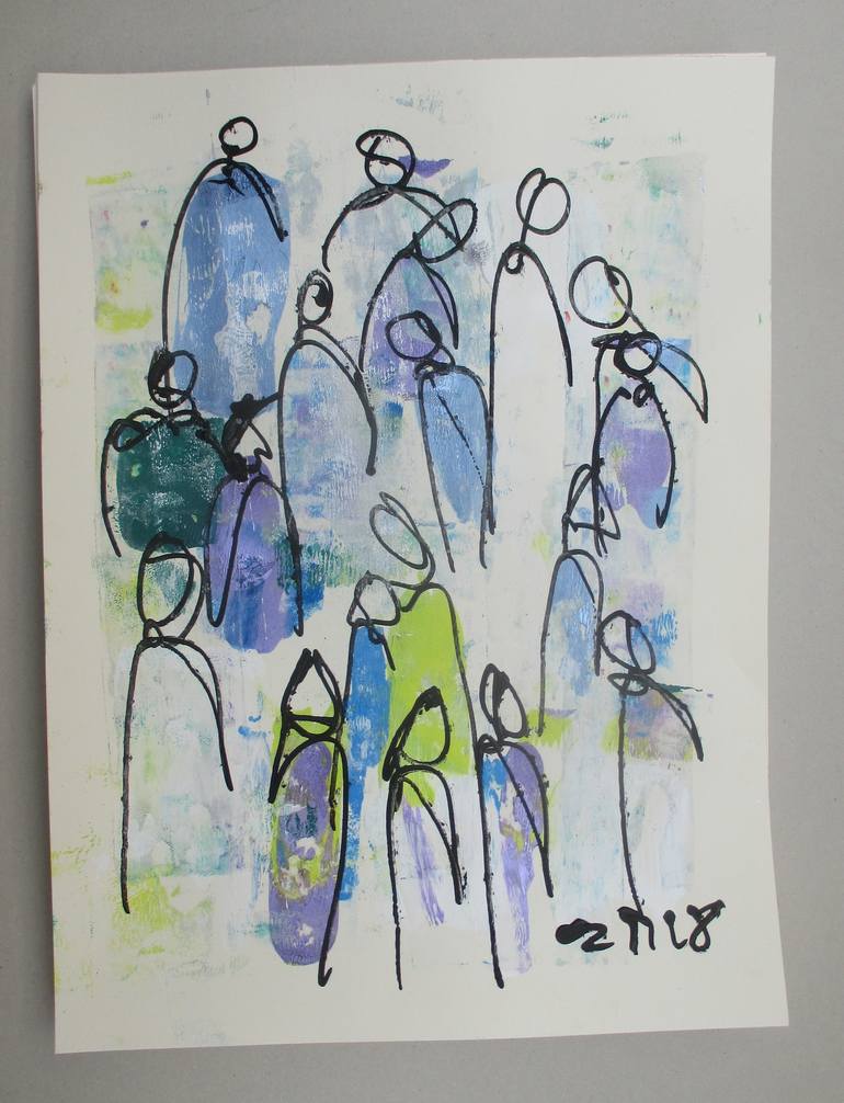 Original Abstract People Drawing by Sonja Zeltner
