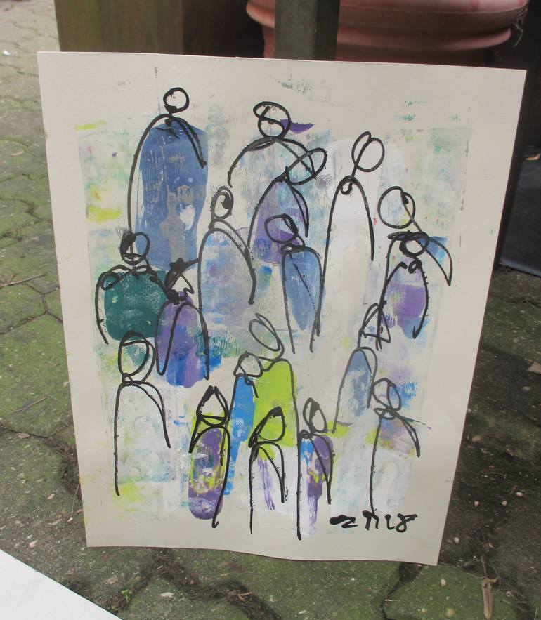Original Abstract People Drawing by Sonja Zeltner