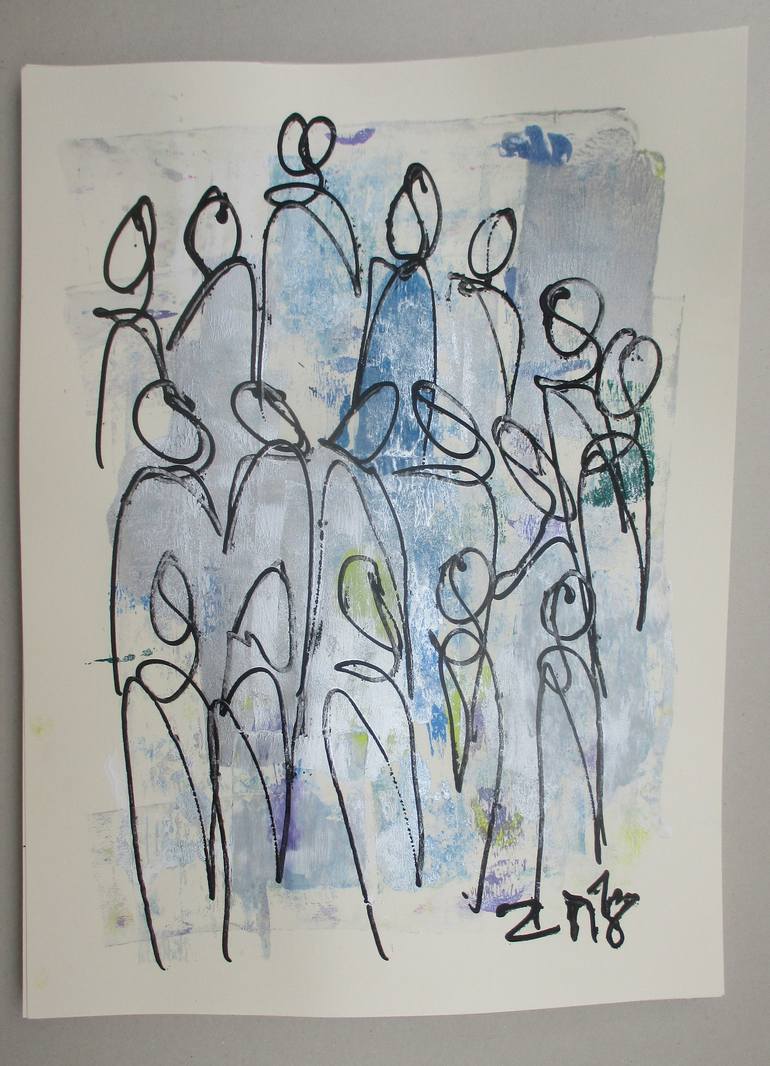 Original Abstract People Drawing by Sonja Zeltner