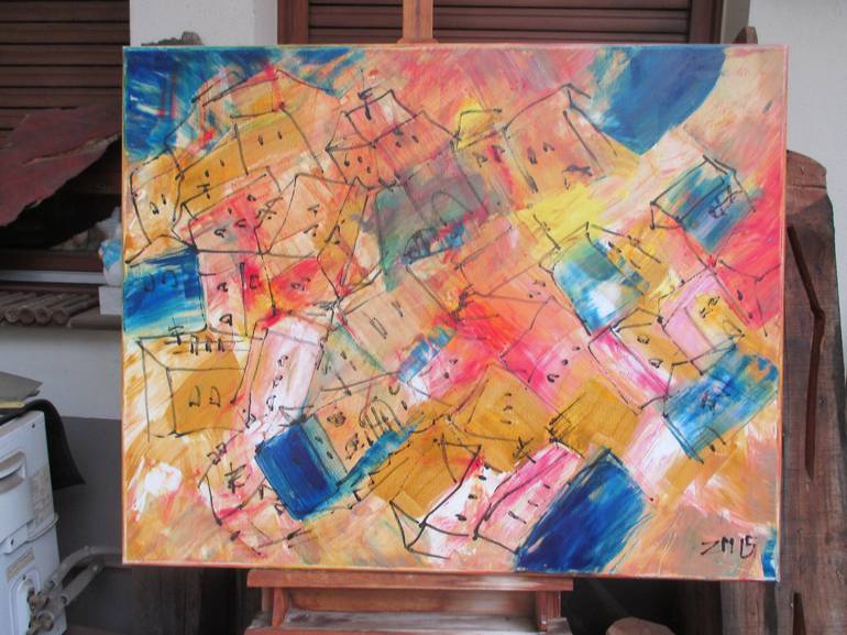 Original Abstract Expressionism Cities Painting by Sonja Zeltner