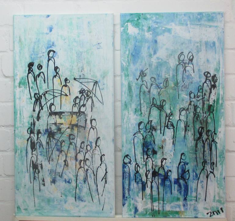 Original Abstract People Painting by Sonja Zeltner