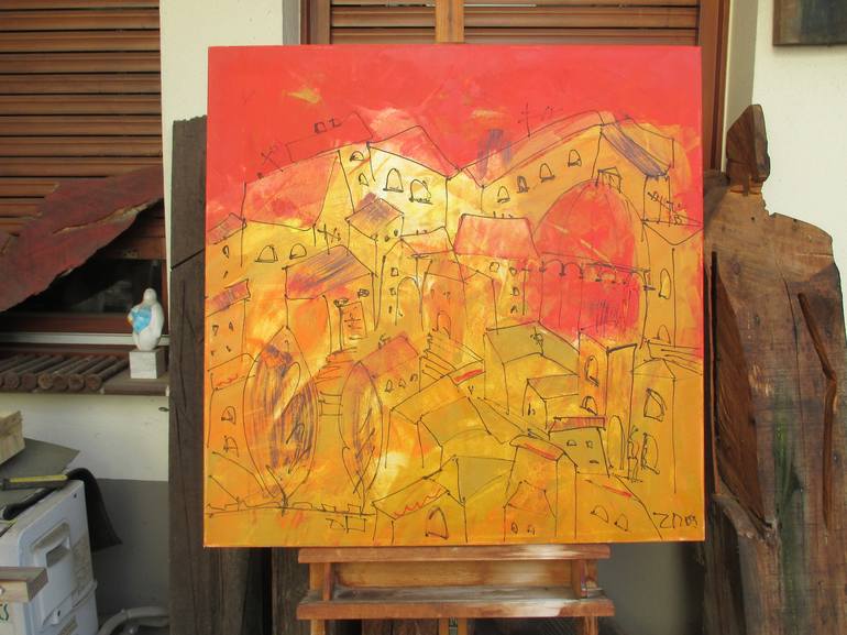 Original Expressionism Architecture Painting by Sonja Zeltner