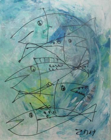 Print of Abstract Expressionism Fish Paintings by Sonja Zeltner