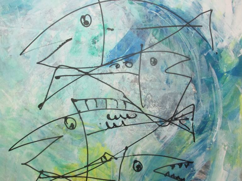 Original Abstract Expressionism Fish Painting by Sonja Zeltner
