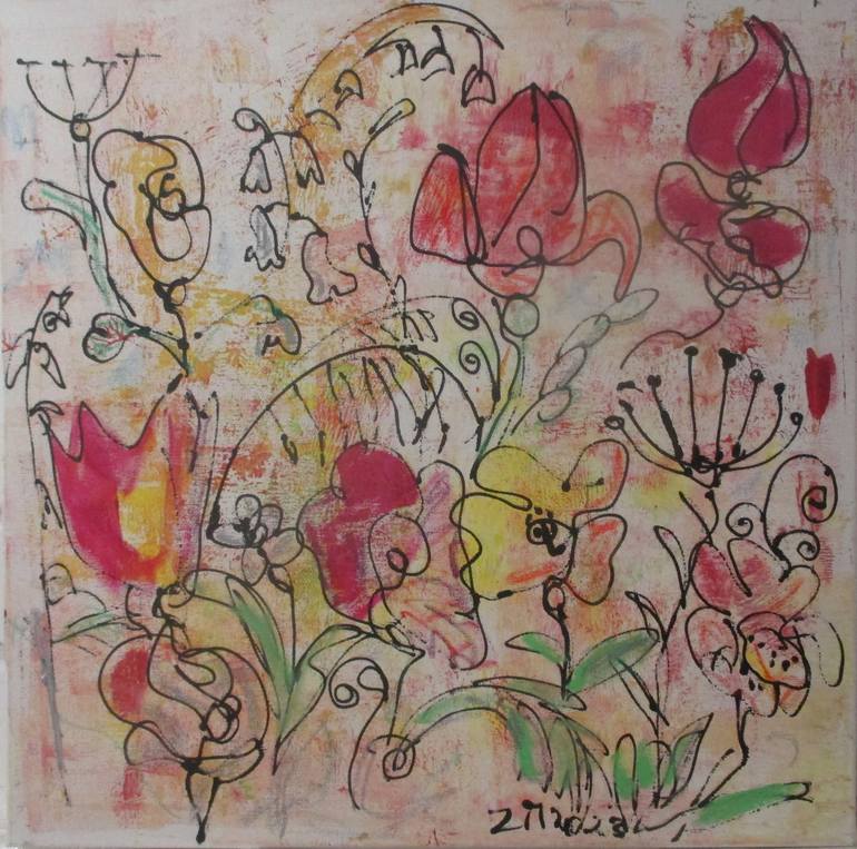 Original Abstract Expressionism Floral Painting by Sonja Zeltner