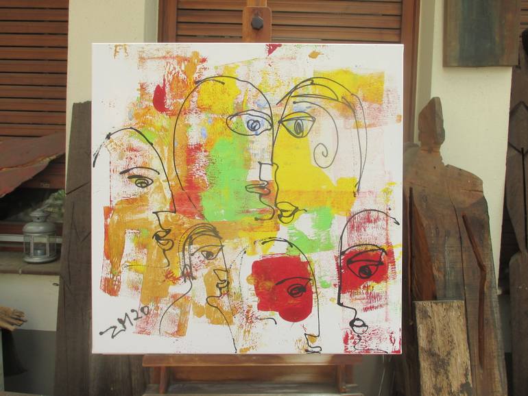 Original Abstract Expressionism People Painting by Sonja Zeltner