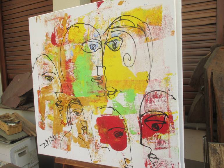 Original Abstract Expressionism People Painting by Sonja Zeltner