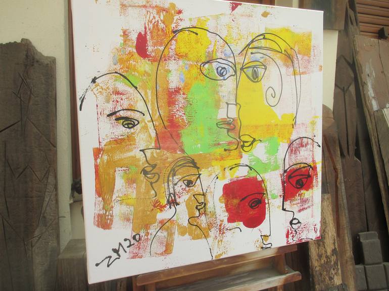 Original Abstract Expressionism People Painting by Sonja Zeltner
