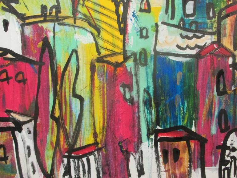 Original Expressionism Cities Painting by Sonja Zeltner