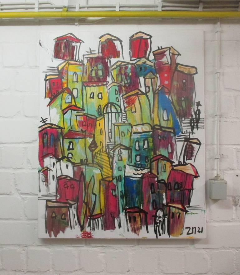 Original Expressionism Cities Painting by Sonja Zeltner