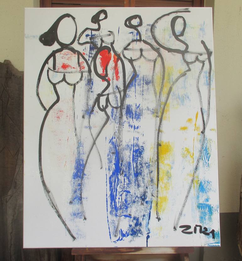 Original Abstract People Painting by Sonja Zeltner