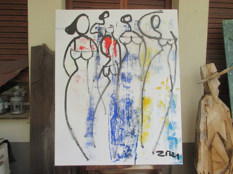 Original Abstract People Painting by Sonja Zeltner