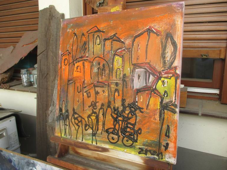 Original Expressionism Cities Painting by Sonja Zeltner