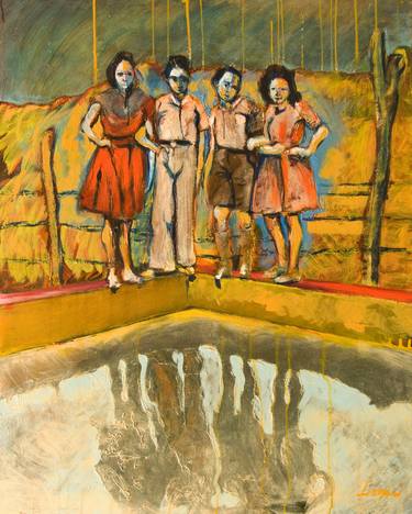 Original Expressionism People Painting by Mauricio Lema