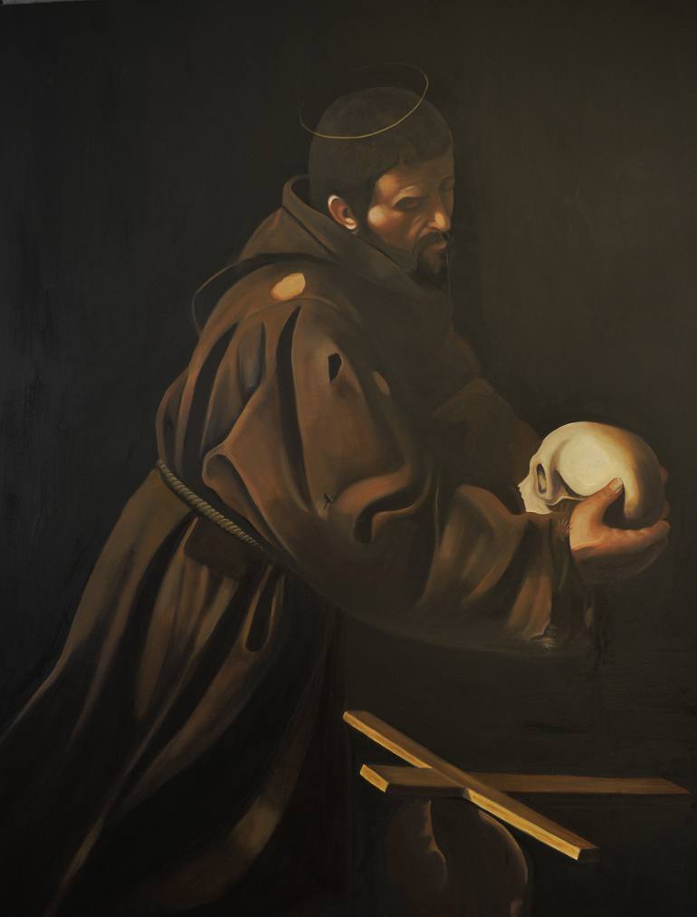 St Francis of Assisi after Caravaggio Painting by Michael McDonald