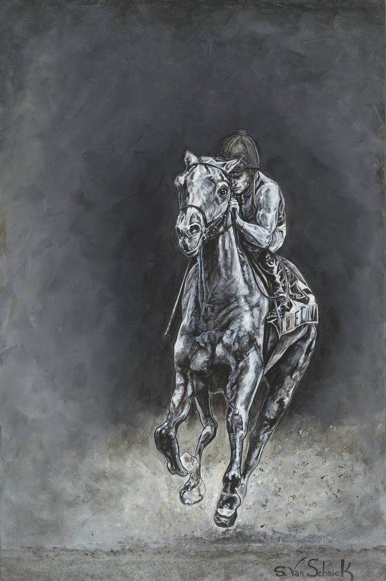In Sync: Man & Horse Painting by S van Schaick | Saatchi Art